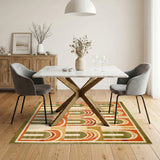 Multi-color and Patterns Layered Arch Geometric Area Rug