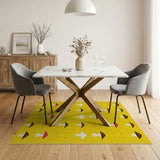 Whimsical Yellow Mushroom Cartoon Area Rug