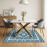 Blue and Teal Traditional Persian Blue Persian Medallion Area Rug