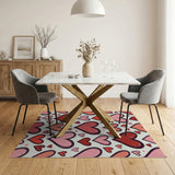 Playful Doodle Hearts Area Rug