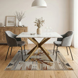 Southwestern Deer Heads Tan Area Rug