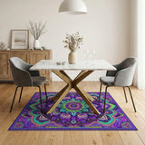 Boho Chic Vibrant Purple Mandala Boho Area Rug