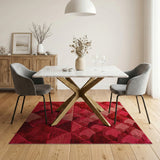 Vibrant Red Geometric Triangle Rug