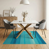 Ombre Blue Striped Textured Area Rug