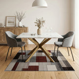 Geometric Block Area Rug in Neutral Rust Tones