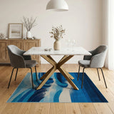 Dynamic Blue Waves Geometric Area Rug