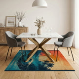 Sunset Palm Beach Waves Area Rug