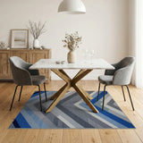 Blue Grey Chevron Geometric Area Rug