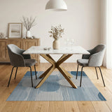 Blue Teal Geometric Circle Area Rug