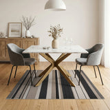 Black Grey Beige Striped Area Rug
