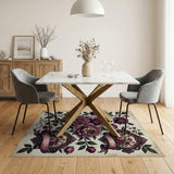 Vintage Purple Roses Peonies Floral Rug