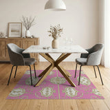 Opulent Pink Gold Medallion Area Rug