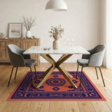 Coral Field Navy Medallion Traditional Persian Area Rug