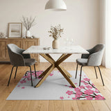 Floral Vintage Pink Pink Cherry Blossom Branch Area Rug