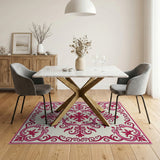 Pink Ornate Pink Traditional Persian Area Rug