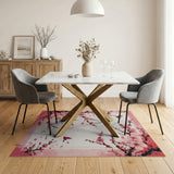 Pink Cherry Blossom Hummingbird Area Rug