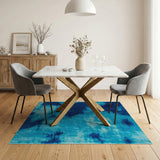 Plush Blue Tie-Dye Shag Area Rug