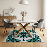 Teal Heritage Tribal Mandala Area Rug