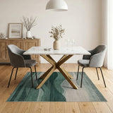Abstract Teal Mountain Wave Area Rug