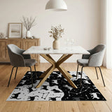 Celestial Cats Black White Area Rug