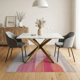Multi-color and Patterns Wavy Pink Orange Abstract Area Rug