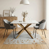 Delicate Beige Vine Leaf Border Rug