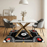 Black and White 8-Ball Geometric Area Rug