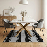 Geometric Modern Black and White Bold Black White Horizontal Striped Area Rug