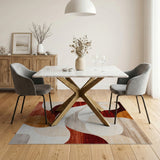 ODIKA Washable Mid-Century Modern Abstract Area Rug - Low Pile Non-Slip Carpet
