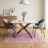 Romantic Pink Hearts Floral Vines Area Rug