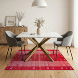 Ombre Red Hearts Striped Area Rug
