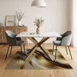 Gold Brushstroke Abstract Area Rug