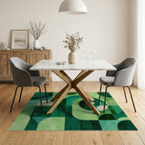 ODIKA Washable Abstract Geometric Green Area Rug, Low Pile Non-Slip Modern Carpet