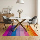 Geometric Modern Horizontal Stripe Vibrant Multi-Color Horizontal Stripe Area Rug