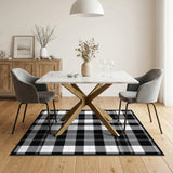 Black White Buffalo Check Washable Area Rug