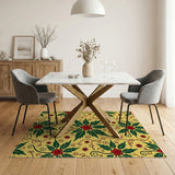 Yellow Holly Berry Floral Area Rug