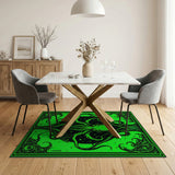 ODIKA Washable Cthulhu Neon Green Gothic Area Rug - Low Pile Non-Slip & Pet Friendly