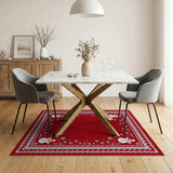 Festive Red Snowmen Snowflake Border Rug