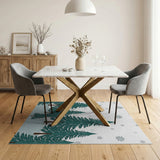 Snowy Evergreen Forest Area Rug