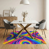 Vibrant Rainbow Swirl Paintbrush Area Rug