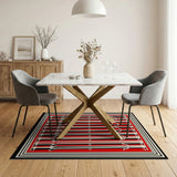 Geometric Modern Bold Red Black Geometric Stripe Area Rug
