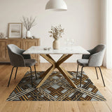 Brown and Tan Brown Tan Geometric Lattice Area Rug