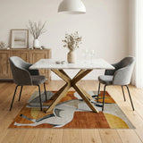 Geometric Oryx Antelope Brown Tan Area Rug