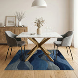 Layered Blue Mountain Wave Area Rug