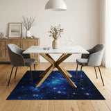 Cosmic Blue Nebula Starfield Area Rug