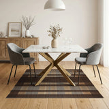 Geometric Modern Brown Tan Striped Woven Area Rug