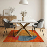 Vibrant Orange Semi-Circle Geometric Area Rug