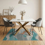 Teal Ocean Waves with Playful Fish Area Rug
