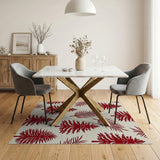 Red Pine Tree Fern Silhouette Area Rug