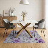 Vintage Purple Floral Washable Area Rug, Low Pile Non-Slip